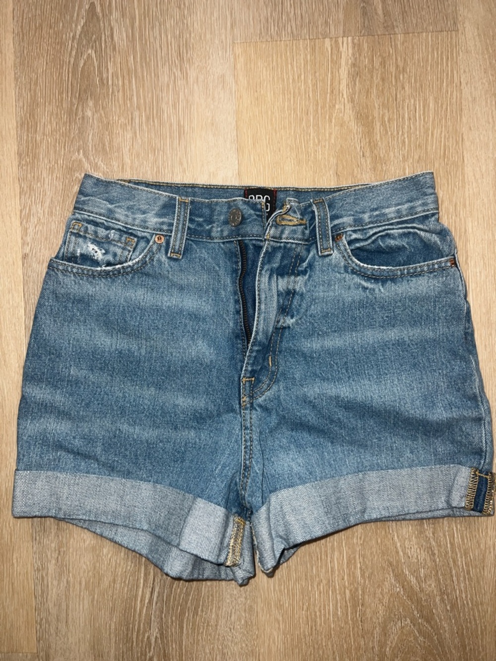 BDG Light Blue Cuffed Denim Shorts